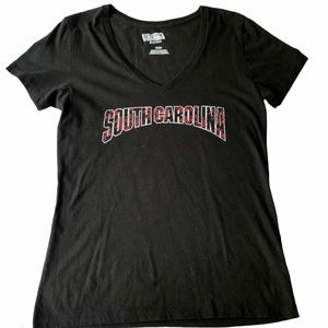 Majestic South Carolina Gamecocks T-Shirt Women’s M Black V-Neck Football USC